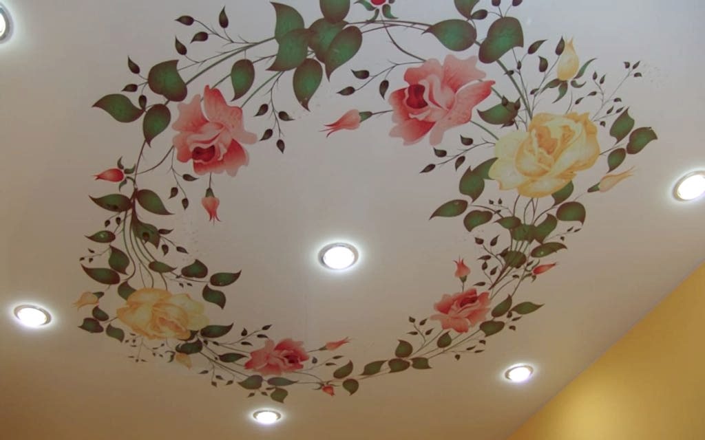 Натяжной потолок матовый с фотопечатью 16 кв.м. в спальне