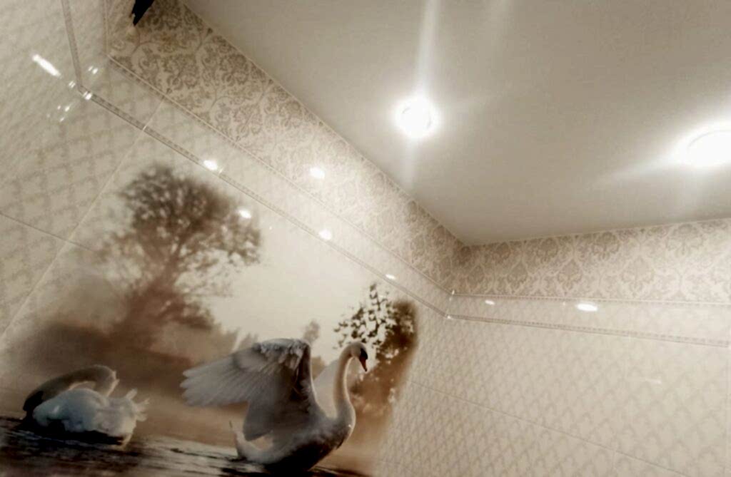 Матовый натяжной потолок в ванной